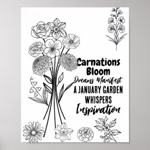 Editable birth flower bouquet poster