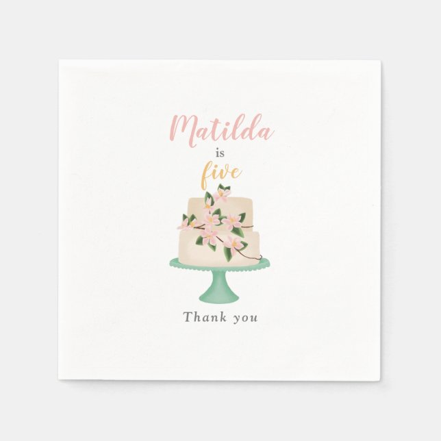 editable birthday cake party  napkin (Front)