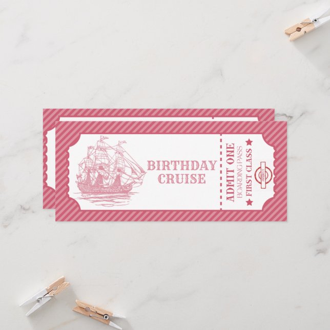 Editable birthday cruise boarding pass invitation  (Front/Back In Situ)