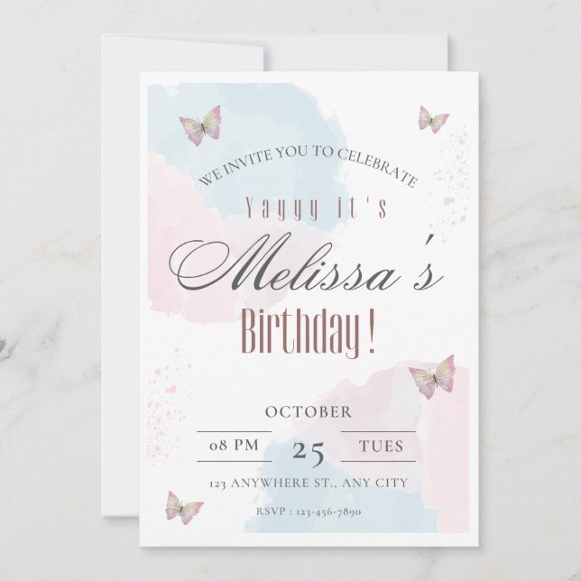 Editable Birthday Invitation, Birthday Card (Front)