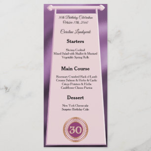 Editable Birthday Menu 30th Rose Gold Glitter