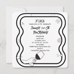 Editable Birthday Party Invi Hand Drawn  Invitatio Invitation