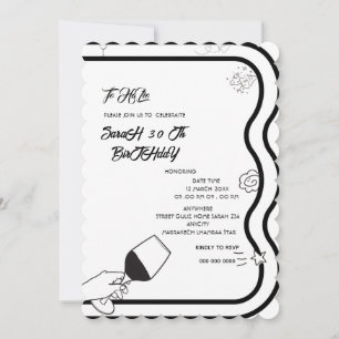 Editable Birthday Party Invi Hand Drawn  Invitatio Invitation