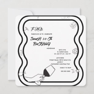 Editable Birthday Party Invi Hand Drawn  Invitatio Save The Date