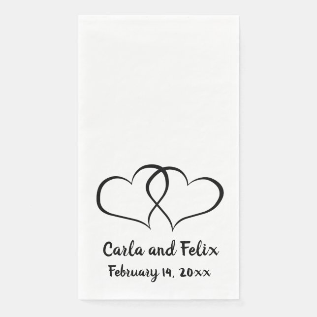 Editable Black and White Hearts  Napkin (Front)