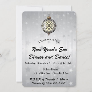 Editable Black and White Ornament Stars Background Invitation