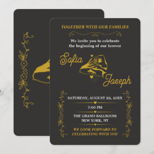 Editable Black Gold Engagement Party Invitation