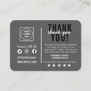 Editable Black Luxury Thank You Note Card