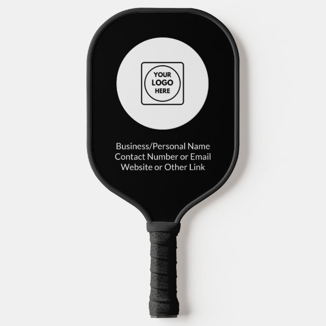 Editable Black Office Logo Text Promo Design Pickleball Paddle (Front)