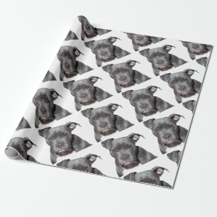 Editable Black Pitbull Wrapping Paper