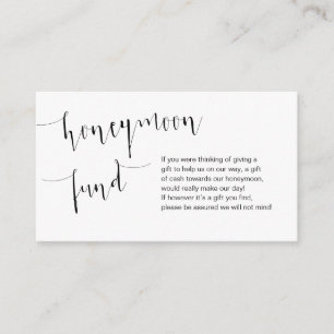 Editable Black script, Wedding Honeymoon Fund Enclosure Card