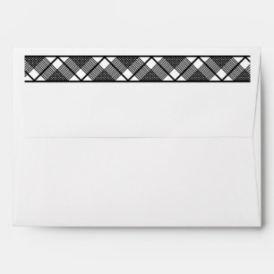 Editable Black White Plaid Pattern Lined A7 Envelope
