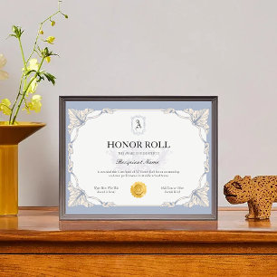 Editable Blue HonorRoll Certificate Template Award