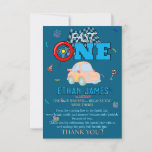 Editable Blue Racing Boy 1st Birthday Invitation