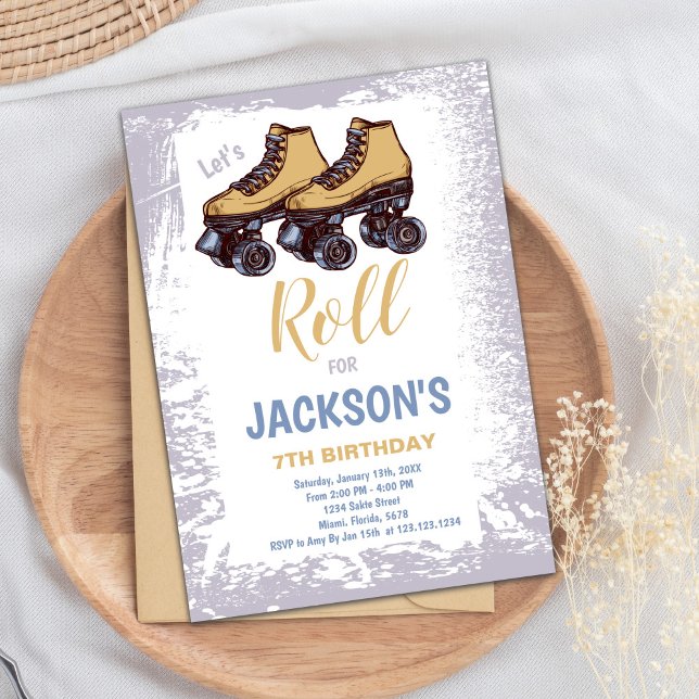 Editable Blue Skate Party Invite (Boy Skating Birthday Invitations)