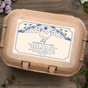 Editable Blue Witchy Tarot Eggs Family Farm Label