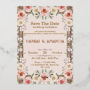 Editable Blush Pink Floral Wedding Invitation