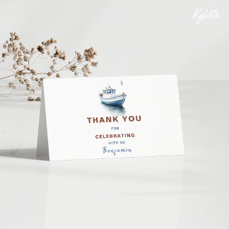 Editable Boat Birthday Thank You Card - Boys