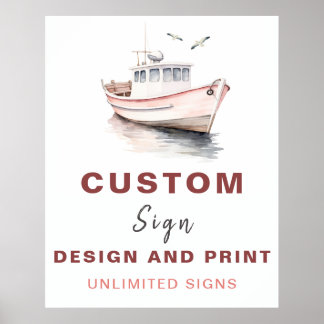 Editable Boat Nautical Custom Birthday Sign - Girl