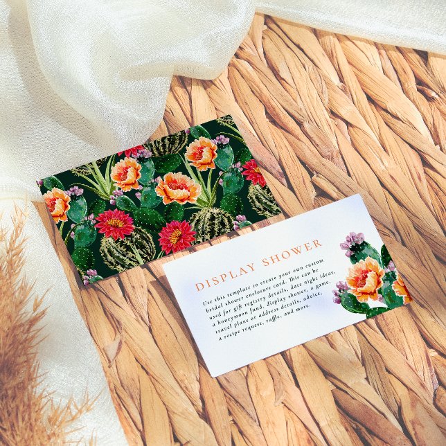 Editable Boho Cactus Flowers Fiesta Bridal Shower Enclosure Card (Creator Uploaded)