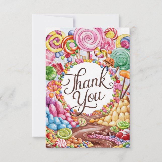 Editable Boho Candyland thank you card  (Front)