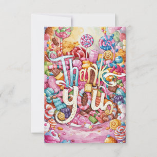 Editable Boho Candyland thank you card