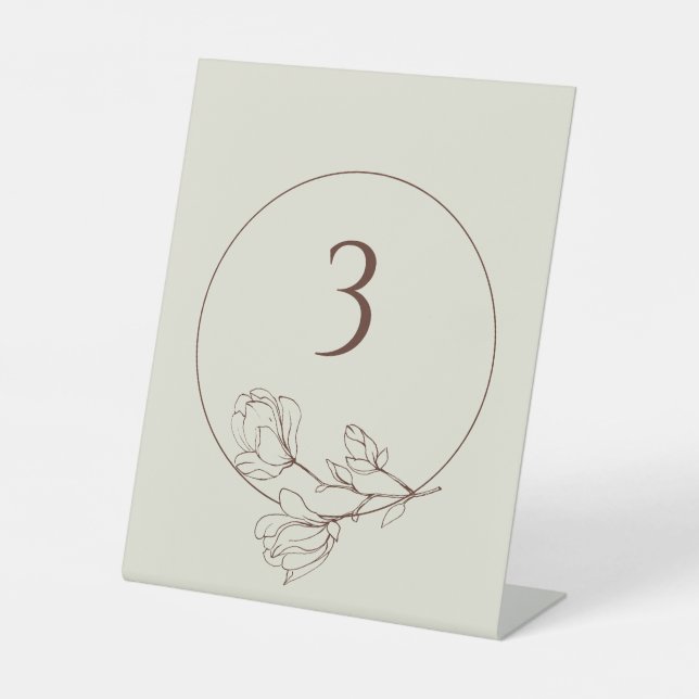 Editable Boho Floral Wedding Table Number Pedestal Sign (Front)