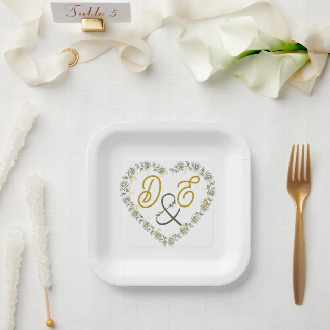 Editable Boho Neutral Wedding Paper Plates (Wedding)