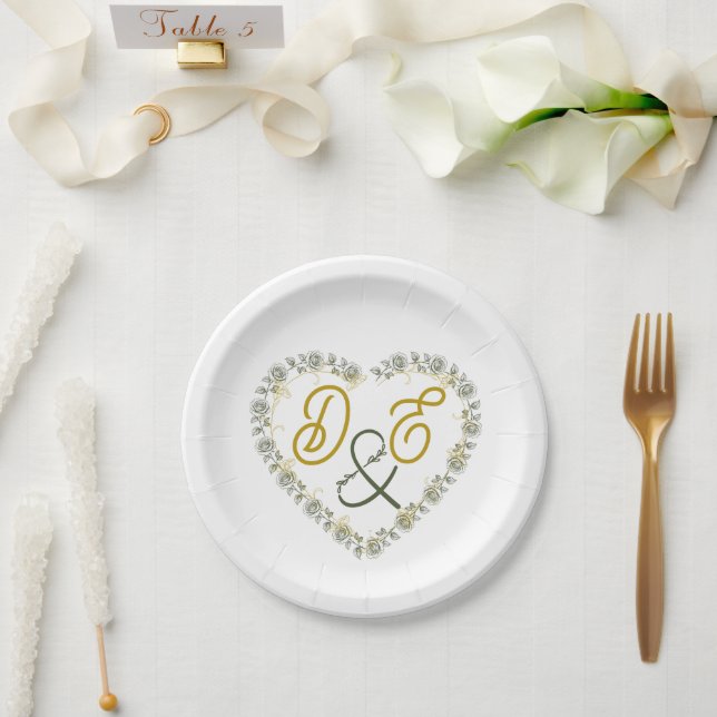 Editable Boho Neutral Wedding Paper Plates (Wedding)