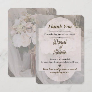 Editable Boho Neutral Wedding Thank You Card