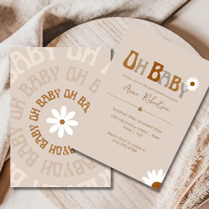 Editable Boho Oh Baby baby shower Card  
