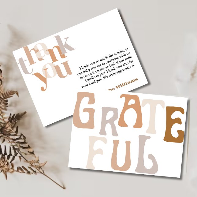 Editable Boho Thank You baby shower Card Template  (Creator Uploaded)