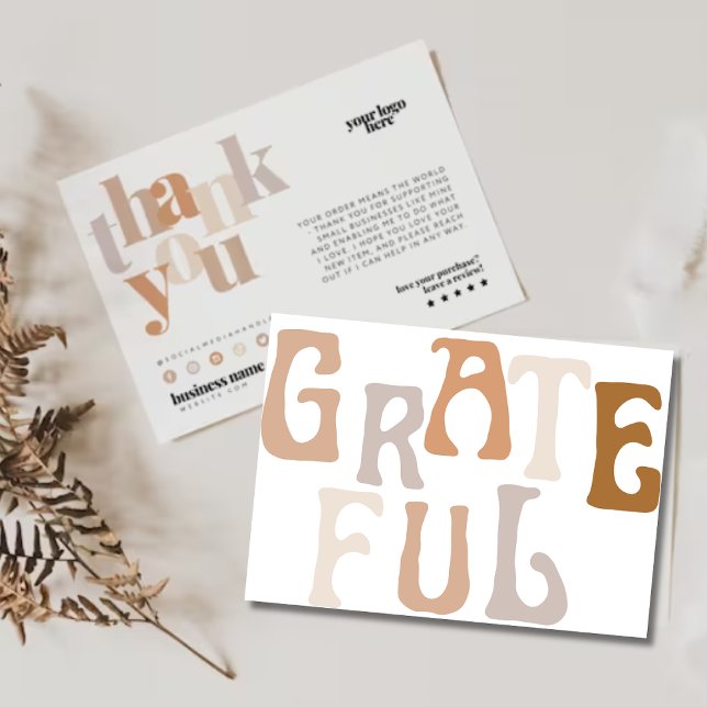Editable Boho Thank You business Card Template  (Creator Uploaded)