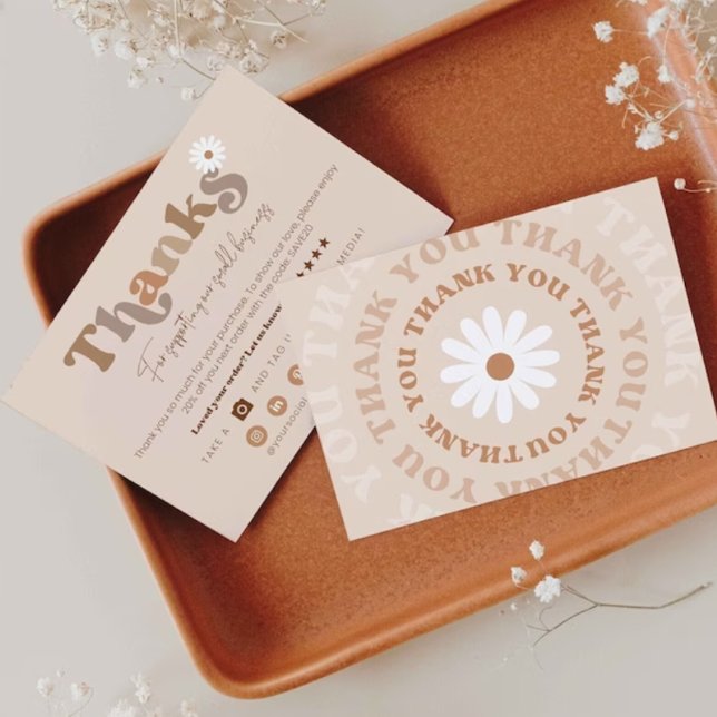 Editable Boho Thank You business Card Template  (Creator Uploaded)