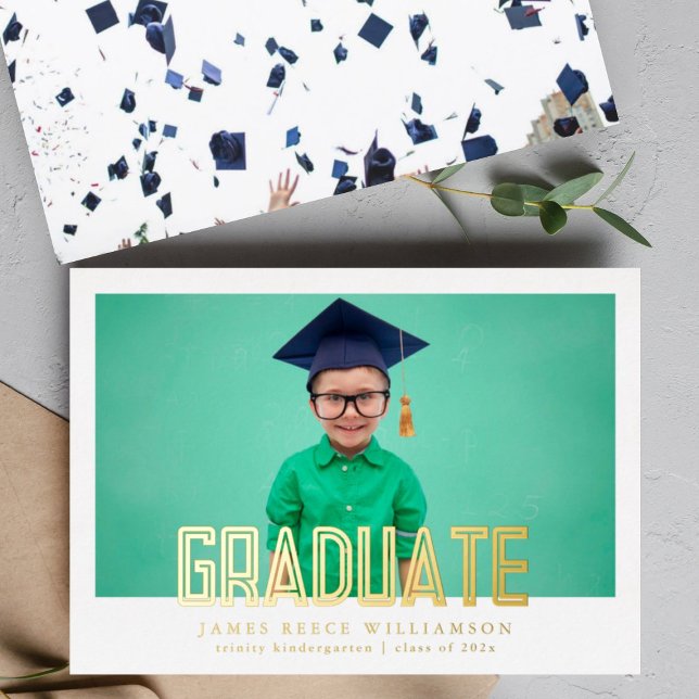 Editable Bold Gold Photo Kindergarten Graduation (Creator Uploaded)