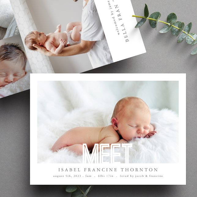 editable BOLD MEET NEW collage baby birth Announcement (Creator Uploaded)