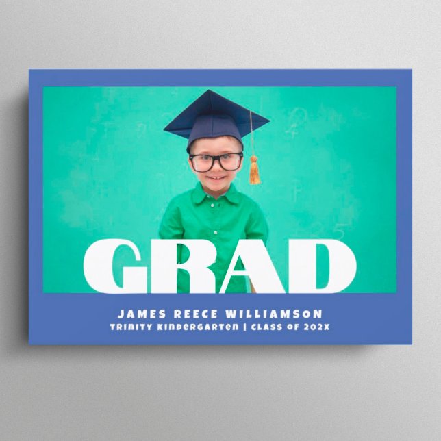 Editable Bold Photo Kindergarten Graduation Announ Announcement (Creator Uploaded)