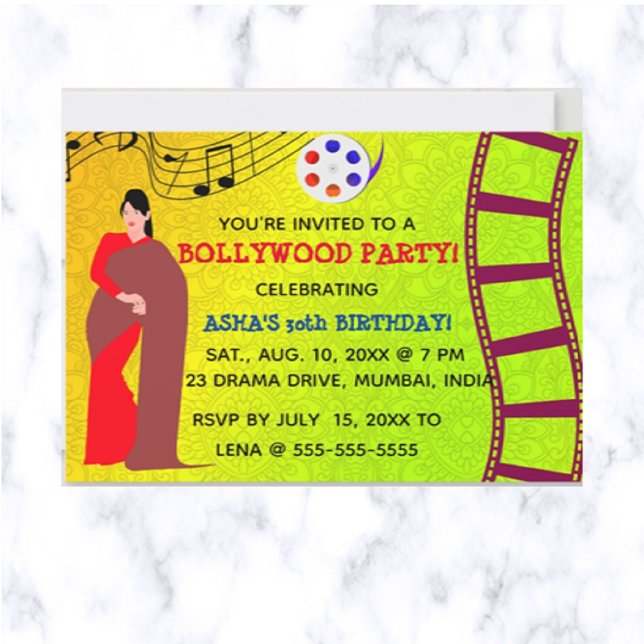 Editable Bollywood Birthday Party Invitation (Having a Bollywood Party? This is a great invitation for your event!)