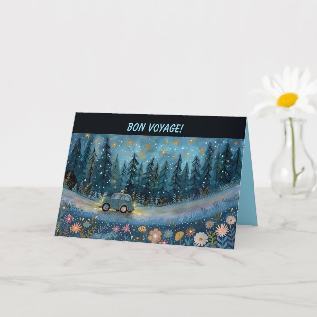 Editable Bon Voyage Car and Flowers Card (Small Plant)