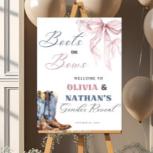 Editable Boots or Bows Gender Reveal Welcome Sign 