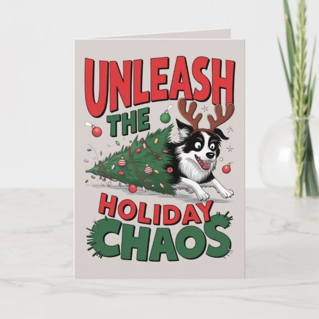 EDITABLE Border Collie Funny Dog Christmas Card (Front)