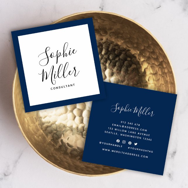 Editable Border Colour Calligraphy Social Media Square Business Card (Creator Uploaded)