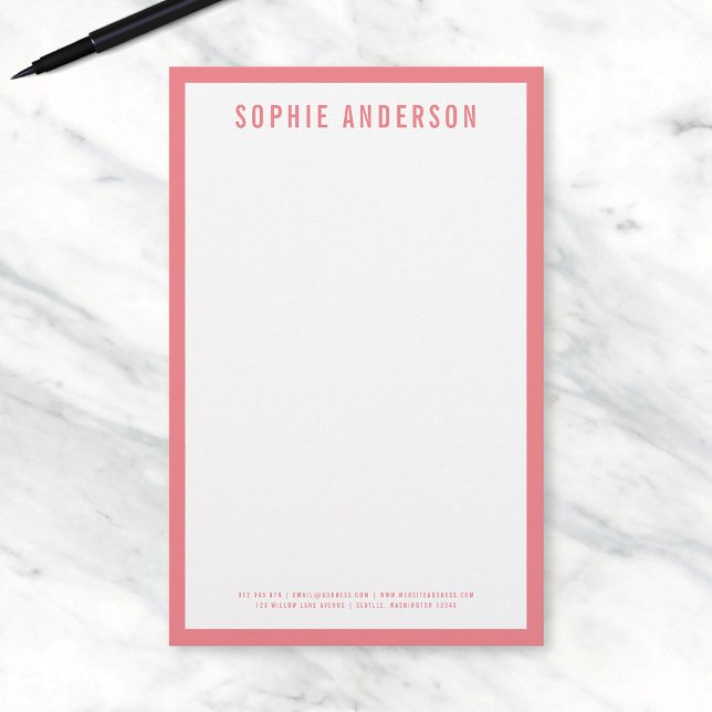 EDITABLE Border Colour Modern Bold Name Stationery (Creator Uploaded)