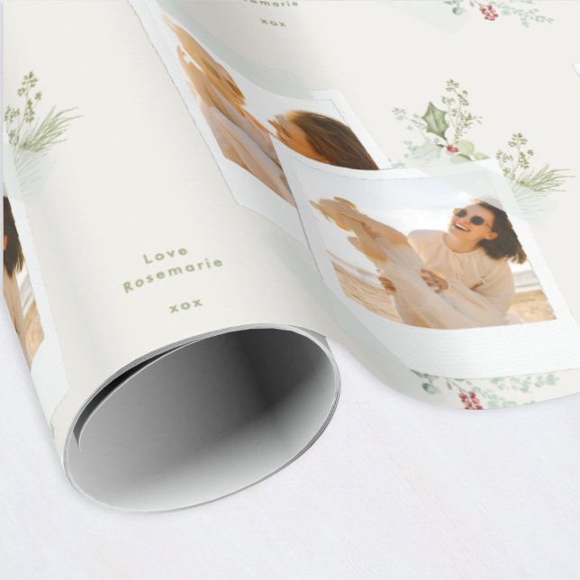 editable botanical instant photo christmas custom wrapping paper (Creator Uploaded)