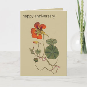 Editable Botanical Nasturtium Greeting Card