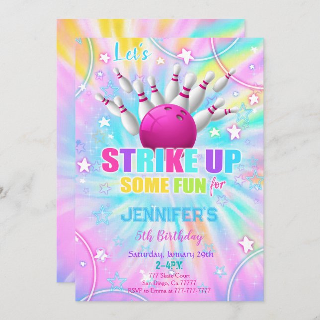 Editable Bowling Birthday Invitation (Front/Back)