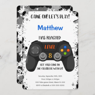 Editable Boy Video Game Birthday Invitation