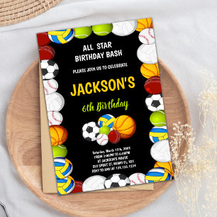 Editable Boys Athletic Party Invite