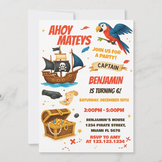 Editable Boys Girls Treasure Hunt Theme Invitation (Front)