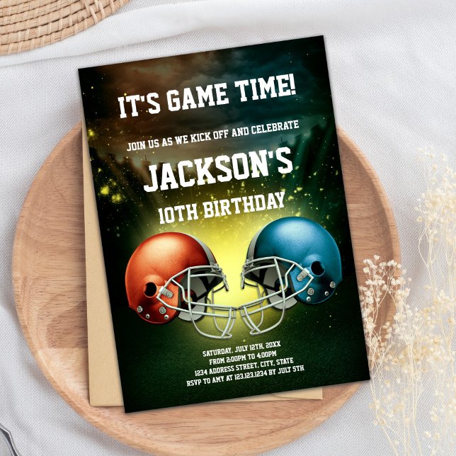 Editable Boys Sports Rivalry Party Invite (Red vs Blue Football Birthday Invitations)